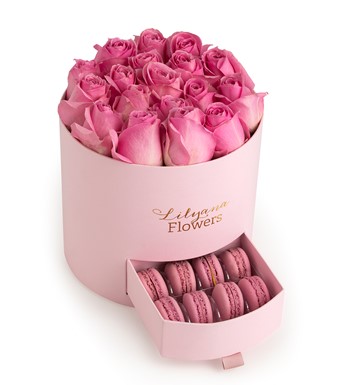 Kutuda Macaronlu Pembe Gül